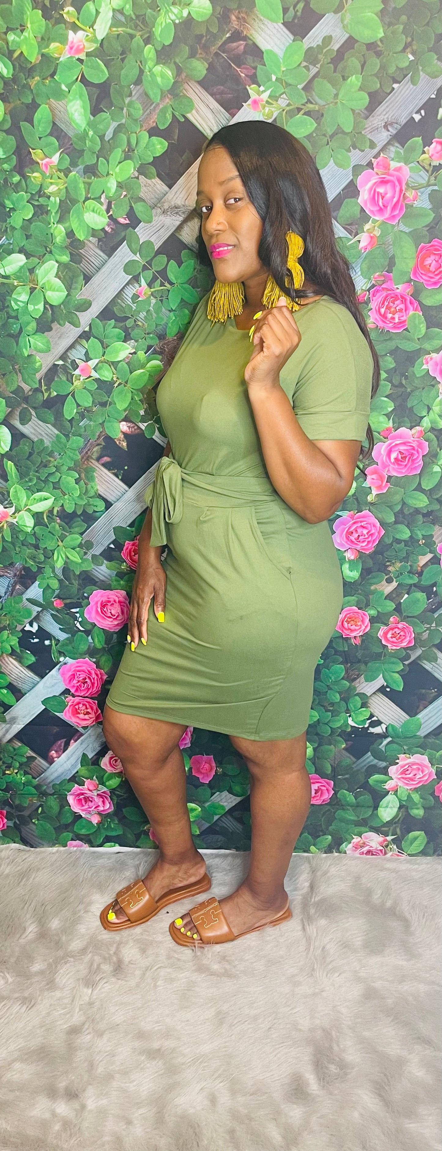 Tie The Knot Dress Olive