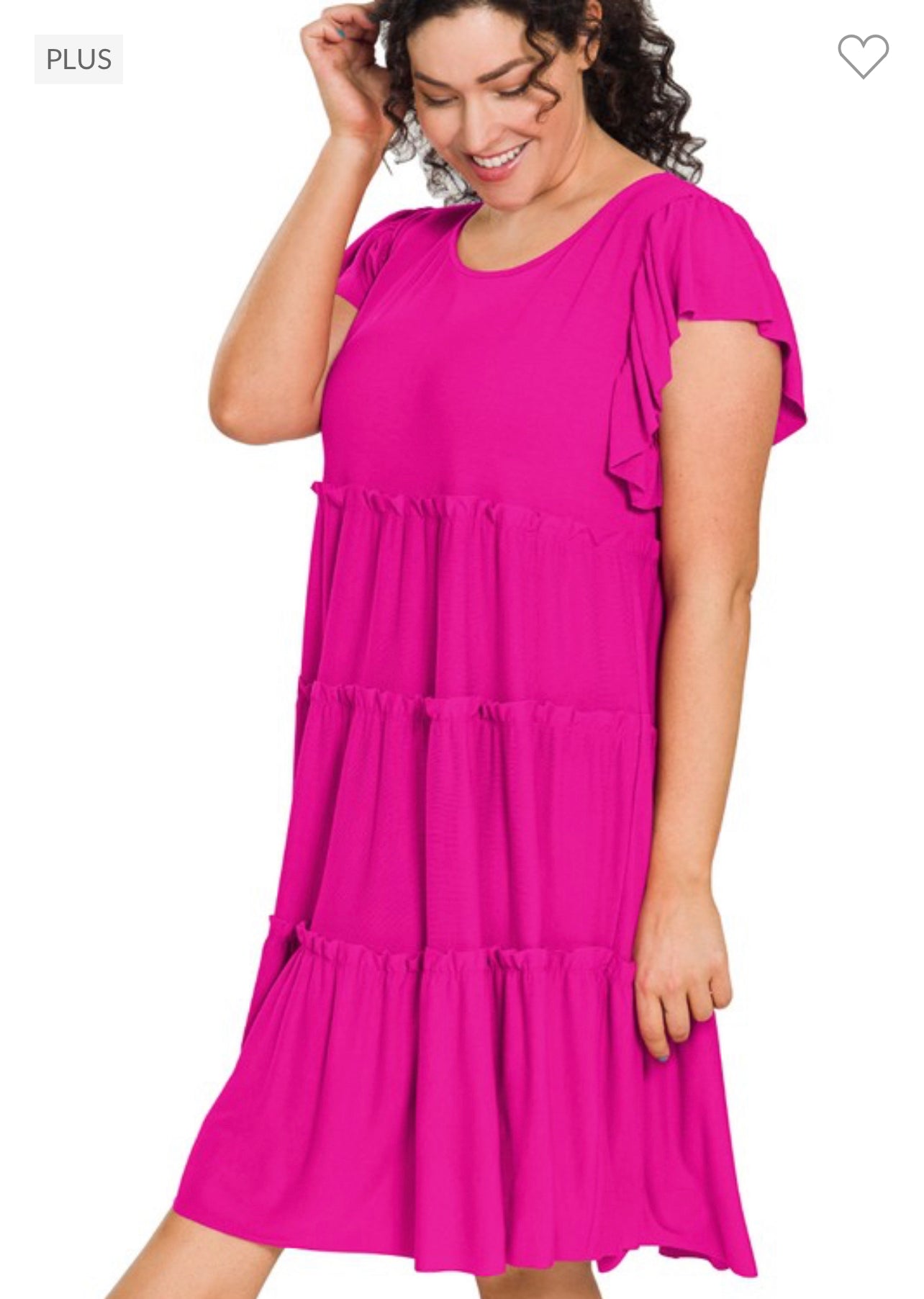Plus Kelsey Tiered Dress (Pink)