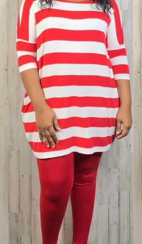 Chloe Stripe Long Set Red