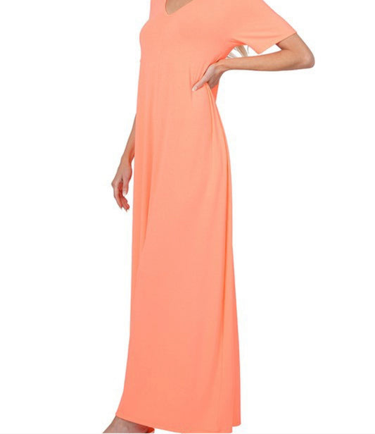 Macie Maxi Dress Neon Coral