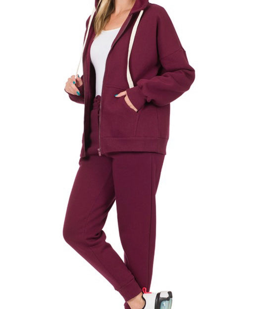 Jogging Set Zip Up (Burgundy)