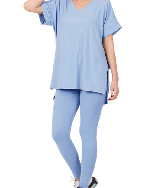 Plus Size Chill Set Spring Blue (V-Neck)