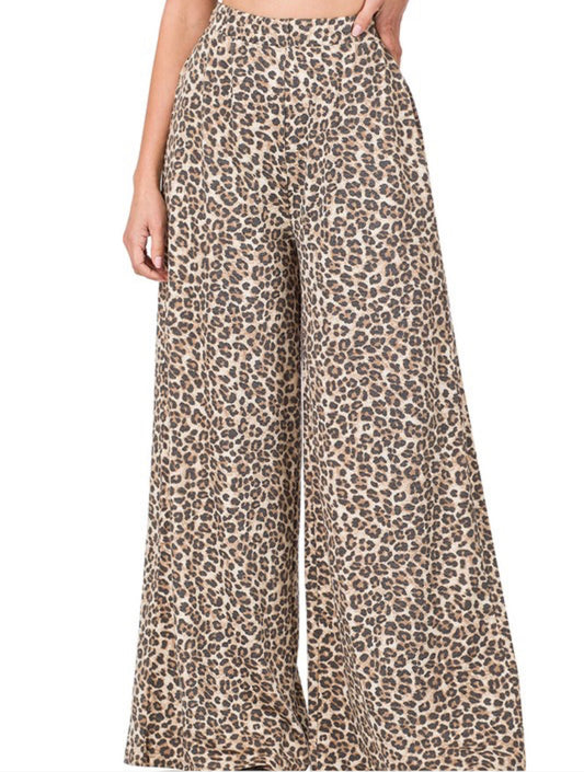Leopard wide leg pants