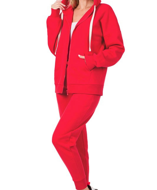 Jogging Set Zip Up (Red)